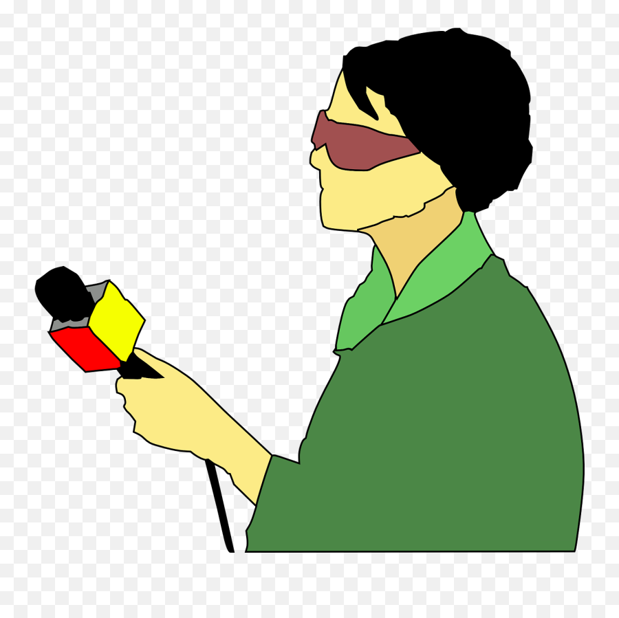 Broadcast Reporter Lady Woman - News Reporter Clipart Emoji,Emoji Gun And Microphone