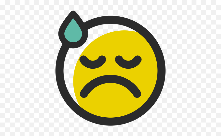 Sweat Colored Stroke Emoticon - Smiley Emoji,Sweat Emoji