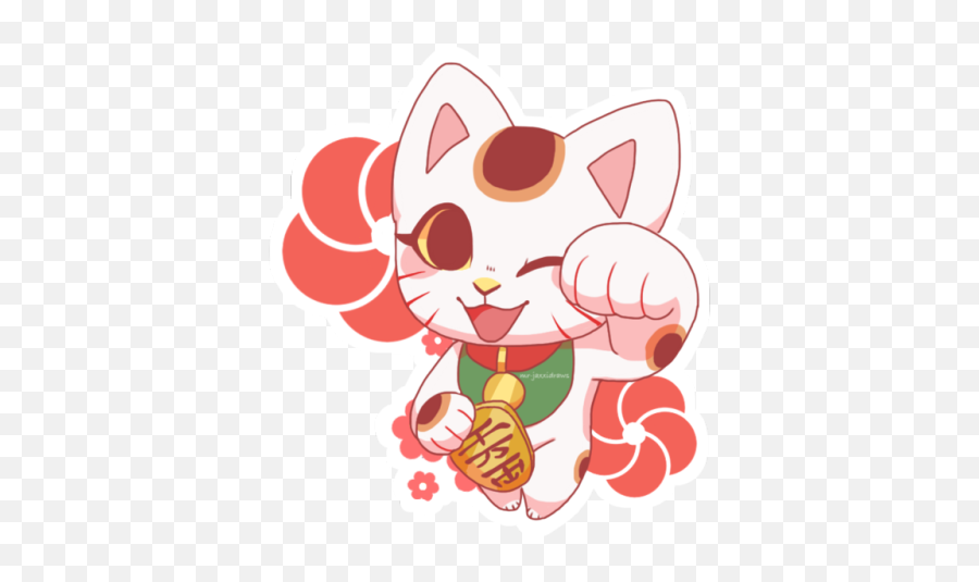 Cat Maneki Neko Luckycat Lucky - Lucky Cat Transparent Emoji,Cat Japanese Emoji