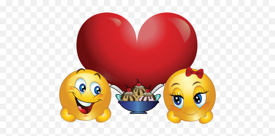 Ice Cream Lovers Smiley Emoticon - Happy Valentines Day Funny Emoji,Ice Cream Emoticons