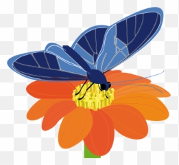 Free Blue Flower Blue Vectors - Butterfly On A Flower Clip Art Emoji,Butterfly Emoji