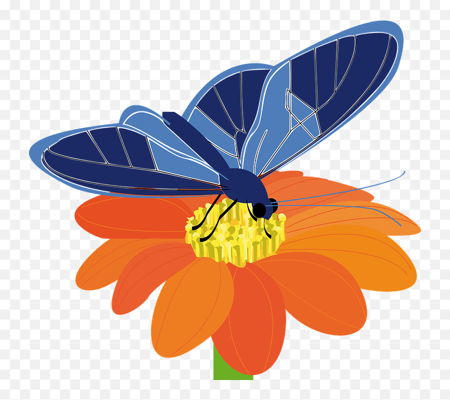 Free Blue Flower Blue Vectors - Butterfly On A Flower Clip Art Emoji,Butterfly Emoji