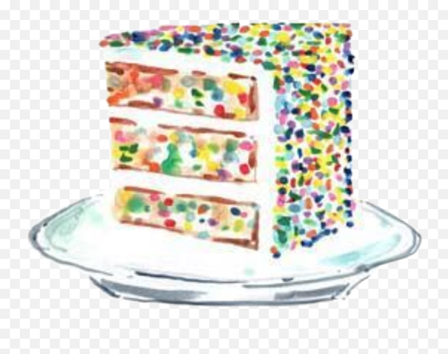 Watercolor Cake Slice Birthday Confetti - Birthday Cake With Sprinkles Watercolor Emoji,Cake Slice Emoji