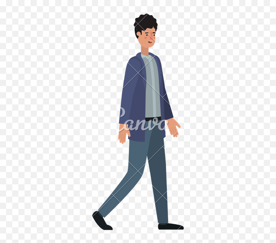 Young Man Walking Avatar Character - Standing Emoji,Man Walking Emoji