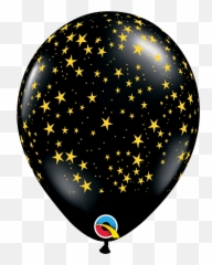 Onyx Black Stars A Round With Gold - Balloons Emoji