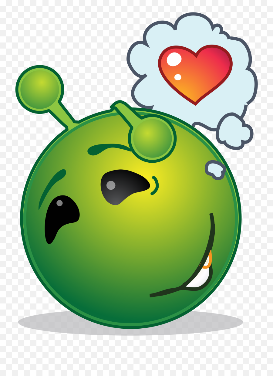 Smiley Green Alien Dreamy Love - Smiley Emoji,Wink Emoticon