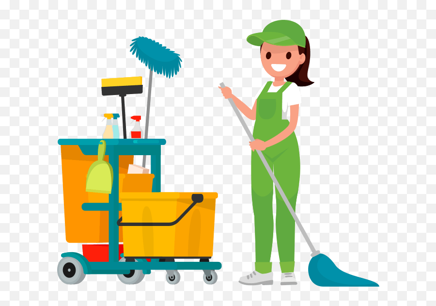 Cartoon Clipart Janitor Cleaning - Housekeeping Clipart Emoji,House Cleaning Emoji