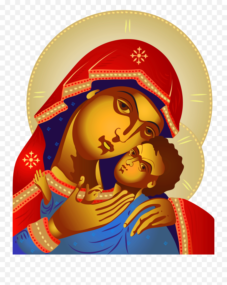 Virgin Mary And Baby Jesus Png Clip Art - Virgen Negra Con Niño Emoji,Jesus Emoji
