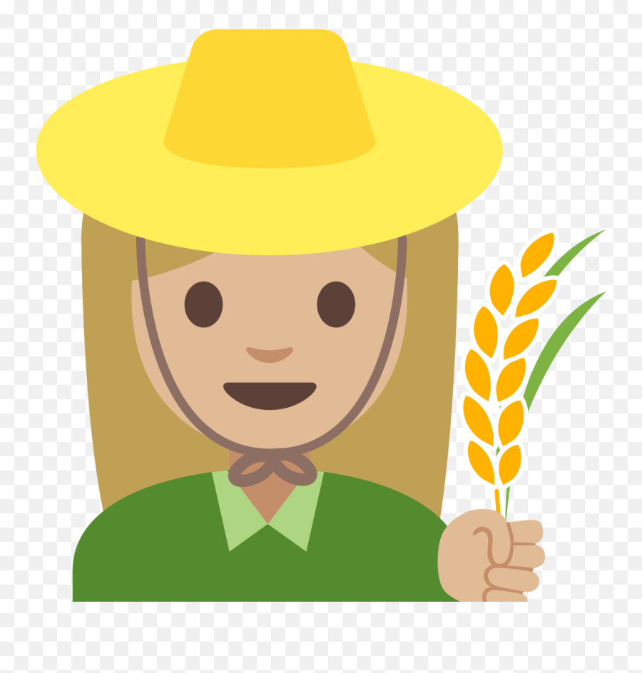 Fileemoji U1f469 1f3fc 200d 1f33esvg - Wikimedia Commons Farmer Cartoon Emoji Png,Emoji Hat