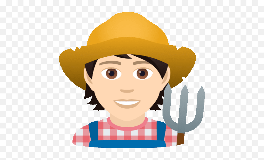 Farmer Joypixels Gif - Farmer Joypixels Farmhand Discover Raise Hands Clip Art Gif Emoji,Pitchfork Emoji