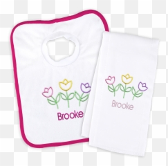 Personalized Bib and Burp Cloth Set with 3 Tulips - Happy Emoji