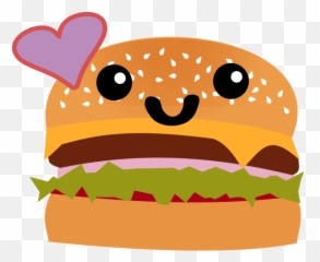 Kawaii Hamburger - Cute Sandwich Clip Art Emoji