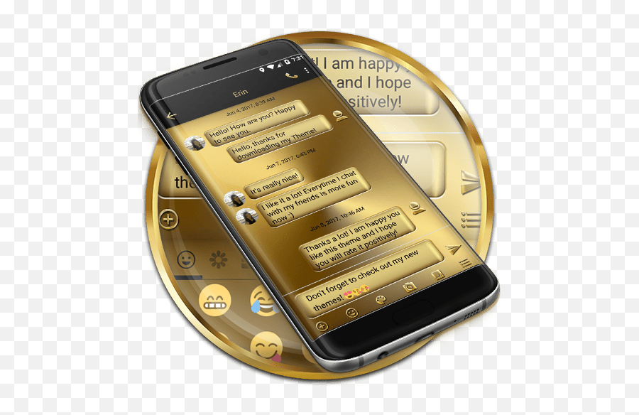 Sms Messages Metal Solid Gold Theme - Technology Applications Emoji,Gold Emoji Keyboard