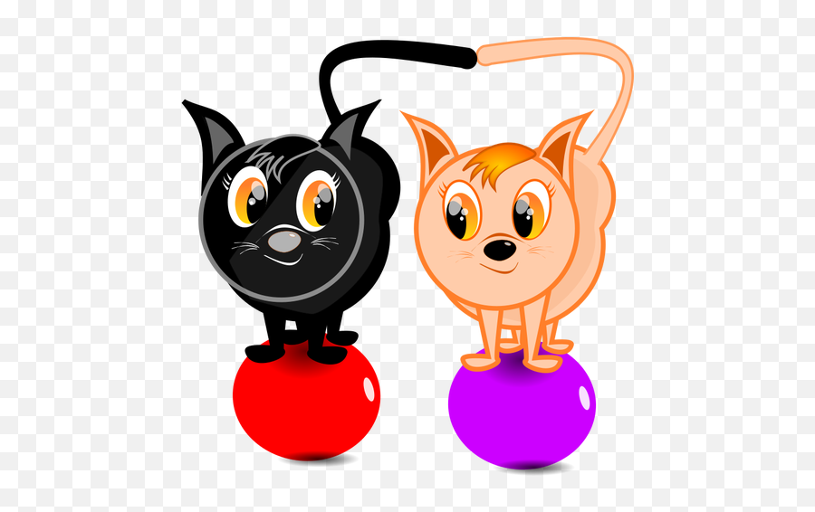 Two Cats - Cat And A Ball Cartoon Emoji,Two Diamonds Emoji