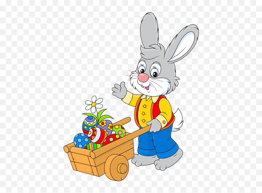 Easter Bunny With Egg Cart Png Picture - Free Easter Bunny Clip Art Emoji,Rabbit Egg Emoji