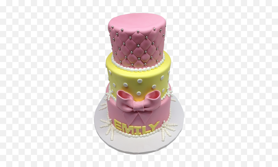 Simple 3 Tier Cake - Pink And Yellow Cake Design Emoji,Wedding Cake Emoji
