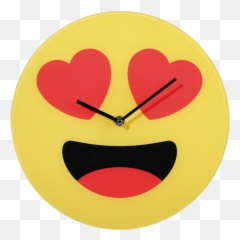 Glass Wall Clock With Two Hearts - Designs Of A An Emoji Clock,Clock Emoji