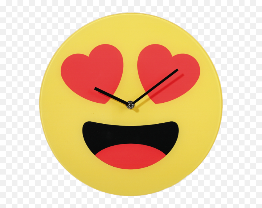 Glass Wall Clock With Two Hearts - Designs Of A An Emoji Clock,Clock Emoji