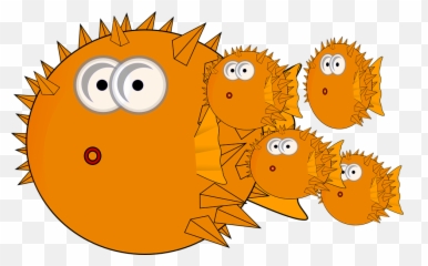 Free Cartoon Fish Fish Vectors - Cartoon Transparent Pufferfish Emoji,Jellyfish Emoticon