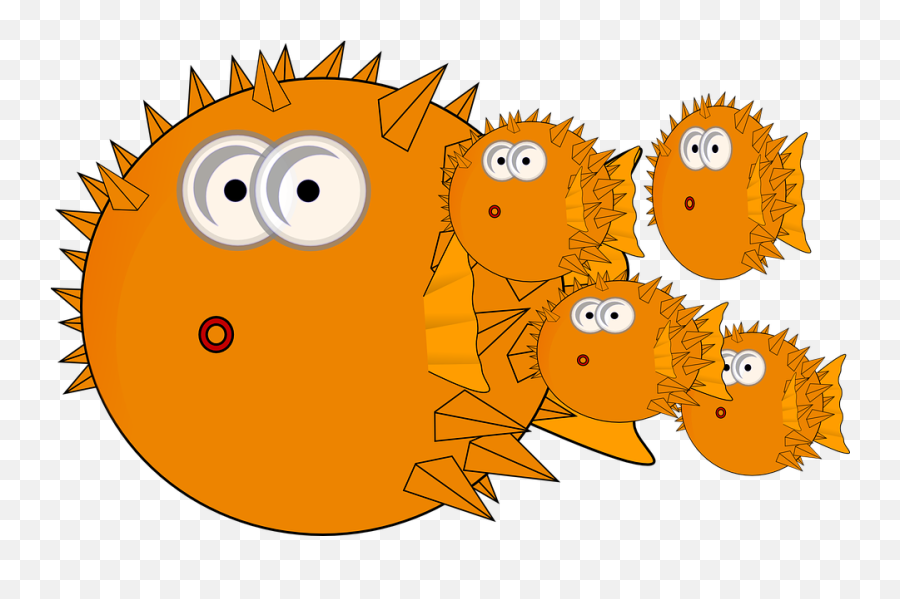 Free Cartoon Fish Fish Vectors - Cartoon Transparent Pufferfish Emoji,Jellyfish Emoticon