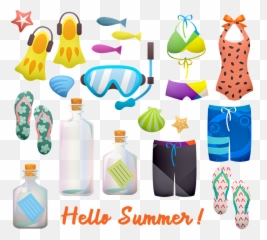 Summer Swimsuit Flip Flops - Clip Art Emoji