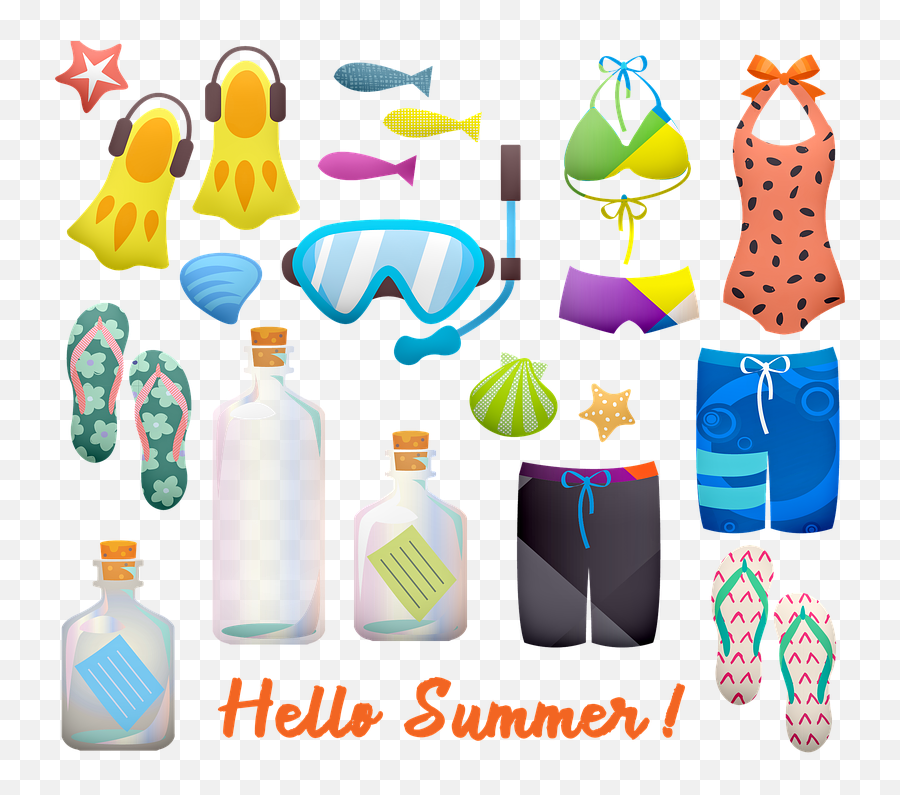 Summer Swimsuit Flip Flops - Clip Art Emoji,Bottle Flip Emoji