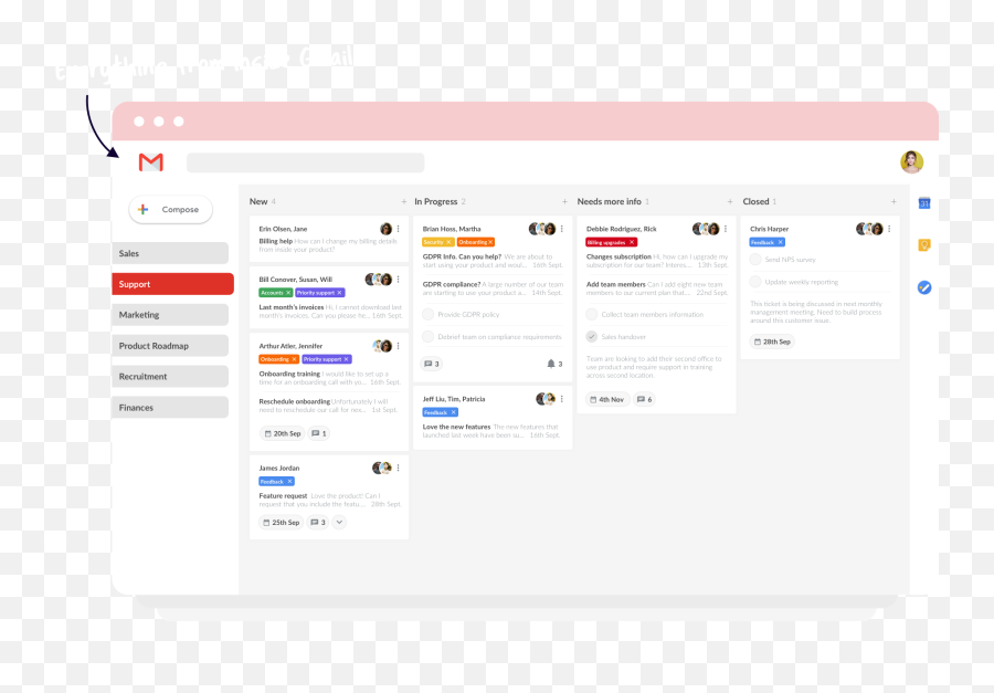 Drag Everything Inbox For Teams In Gmail Product Features - Screenshot Emoji,Gmail Emoji List