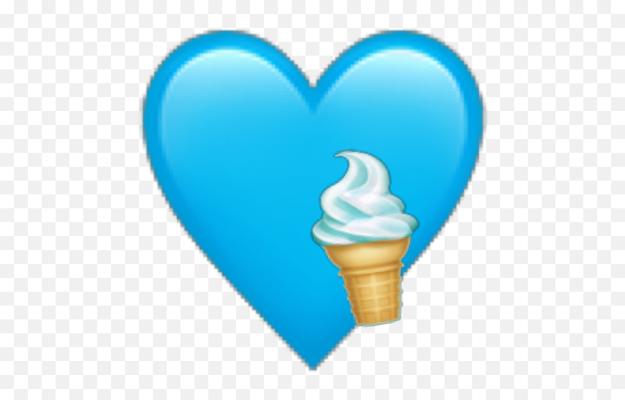 Lightblue Celeste Helado Icecream Heart Corazon Emoji - Ice Cream Cone,Emoji Ice Cream