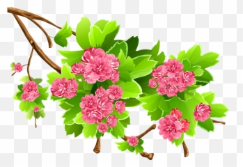 Pig Clip Art - Green And Pink Flowers Background Png Leaf Emoji