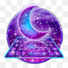 Purple Glitter Moon Keyboard Theme - Graphic Design Emoji