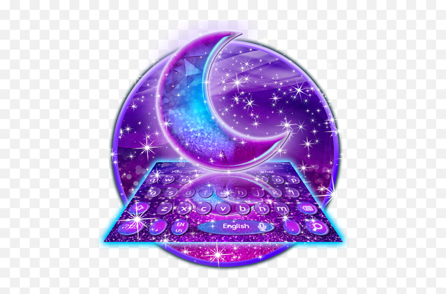 Purple Glitter Moon Keyboard Theme - Graphic Design Emoji,Moon Emojis In Order