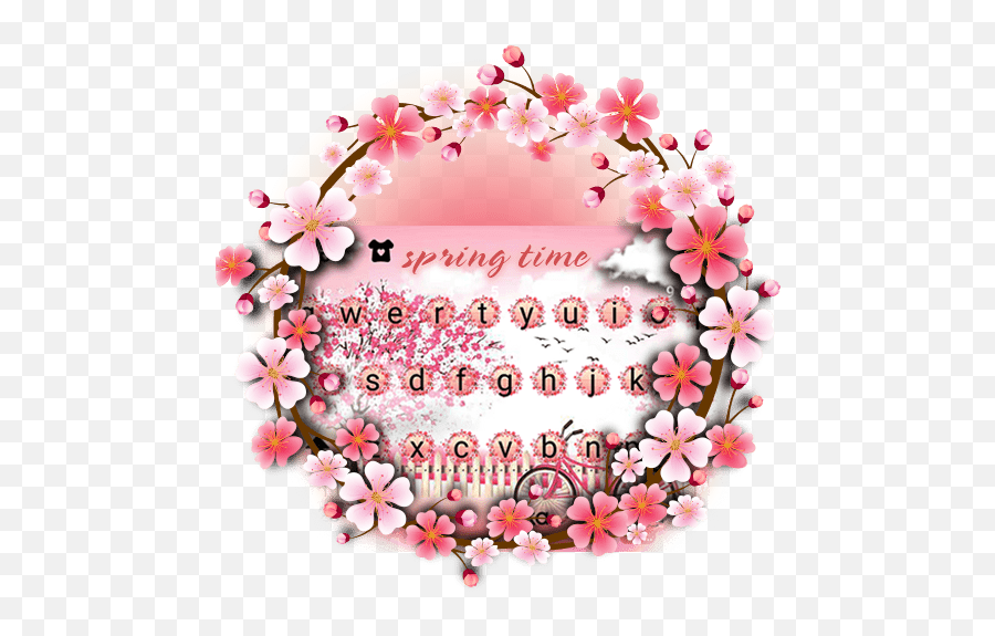 Pink Spring Keyboard Theme - Alishba Name 14 August Dp Emoji,Spring Emojis