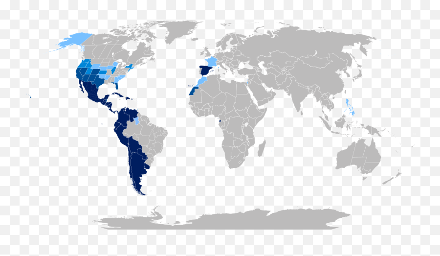 Hispanophone Global World Map Language 2 - World Map Emoji,Emojie Worl D