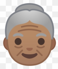 Old Woman Emoji With Medium Skin Tone - Transparent People