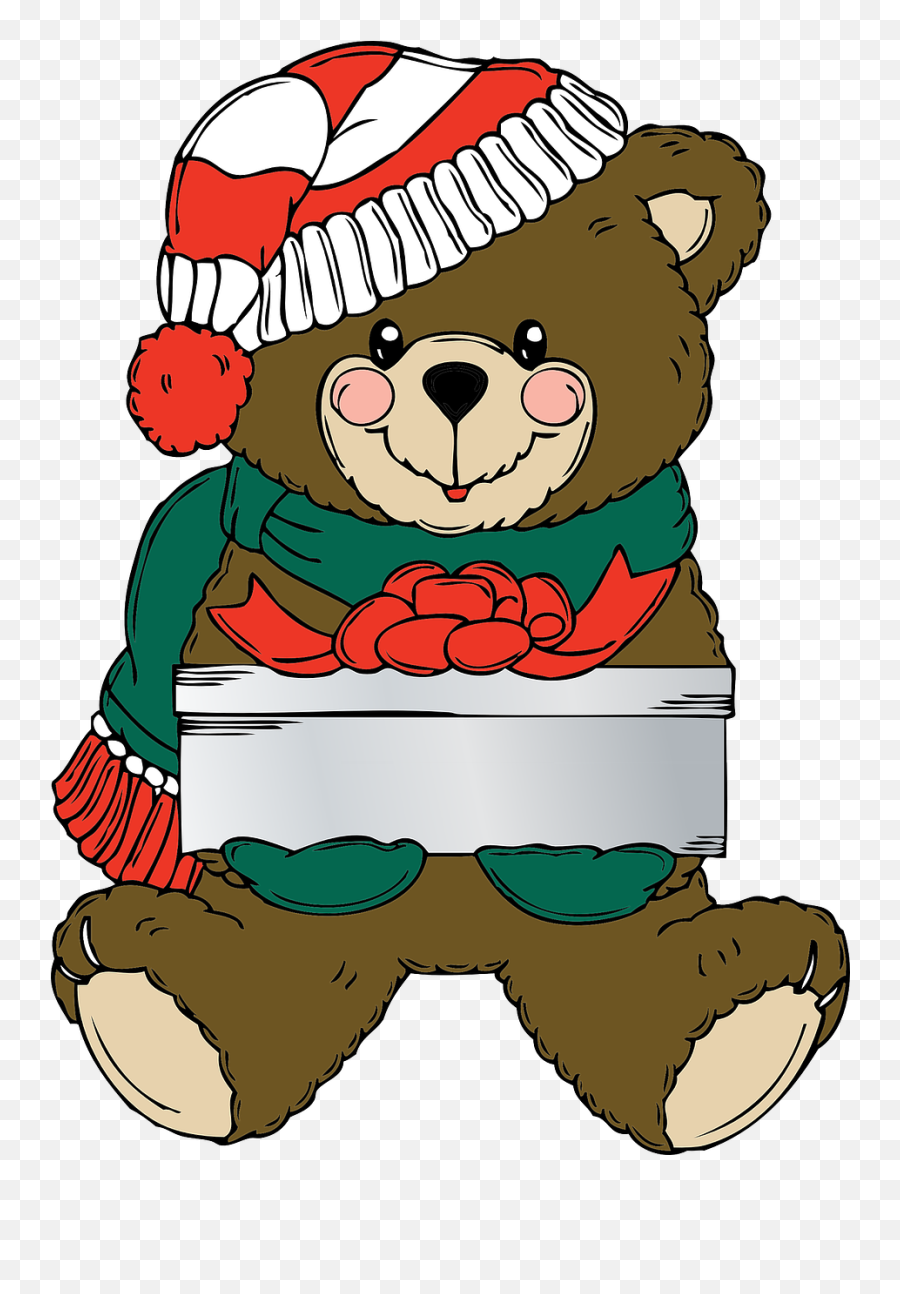 Teddy Bear Festive Christmas Present - Christmas Teddy Bear Clipart Emoji,Bear Hug Emoji