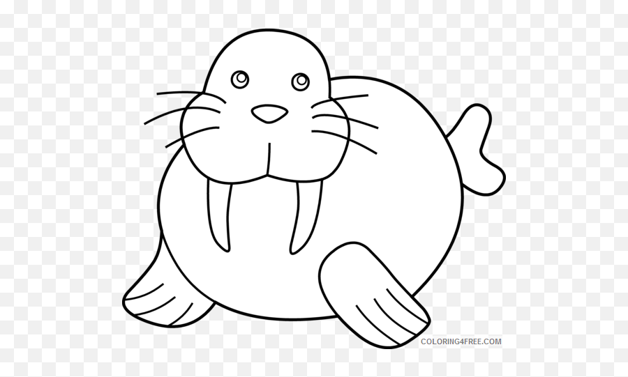Walrus Coloring Pages Walrus 96mudx Png - Walrus Clipart Black And White Emoji,Walrus Emoji
