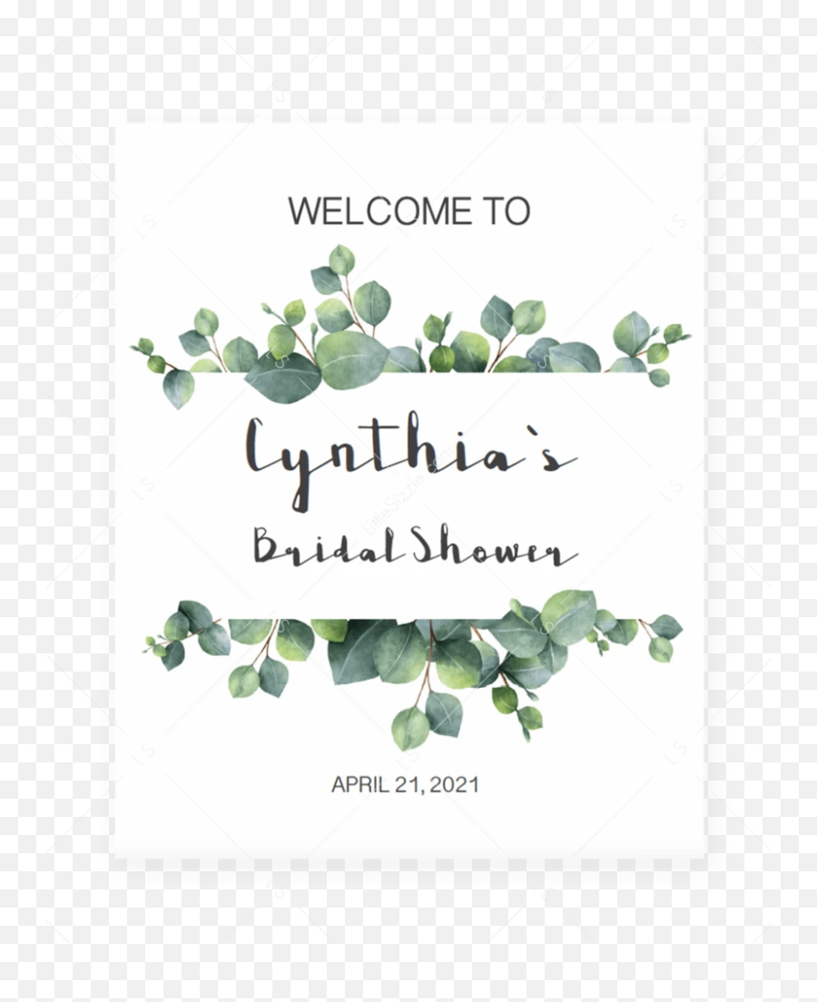 Botanical Bridal Shower Welcome Sign - Chic Eucalyptus Wedding Invitations Emoji,Bean Sprout Emoji