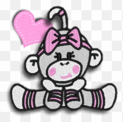 Sockmonkey Monkey Girl Cute Pink Heart - Cartoon Emoji,Sock Monkey Emoji