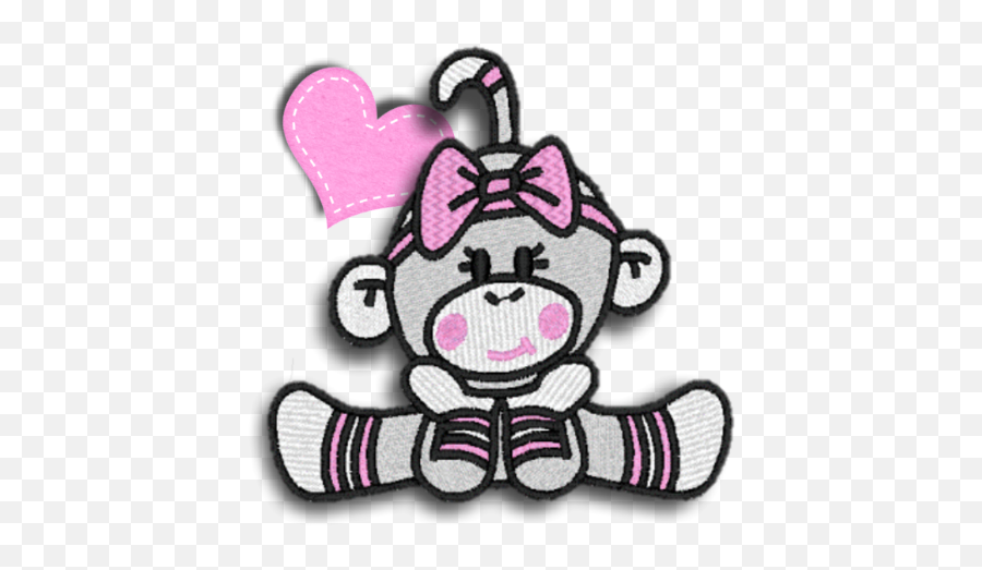 Sockmonkey Monkey Girl Cute Pink Heart - Cartoon Emoji,Sock Monkey Emoji