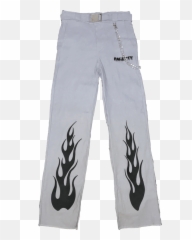 Blue Jeans Flared Fire Flames Punk - Omighty Chain Pant Emoji