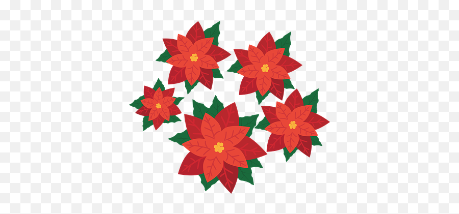 4 Free Red Christmas Vectors - Red Poinsettia Flower Clip Art Emoji,Car Old Lady Flower Emoji