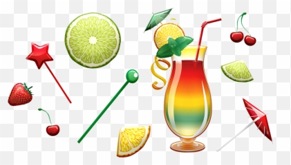 Tropical Drink Cocktail Lemon - Strawberry Emoji