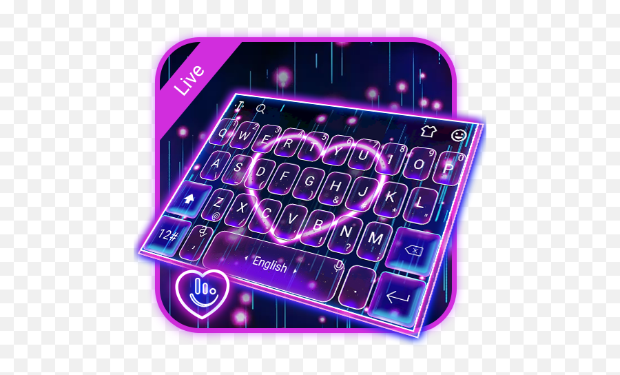 Download Live 3d Neon Sparkling Heart Keyboard Theme For - Computer Keyboard Emoji,Sparkling Heart Emoji