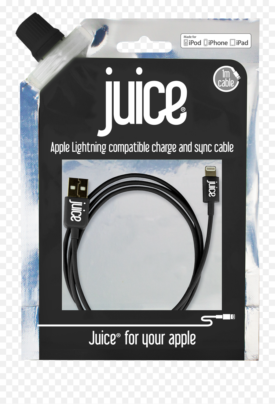 Juice Usb - Lightning Connector Cable Black 1 Mtr Juice 2m Lightning Cable Emoji,Juice Emoji