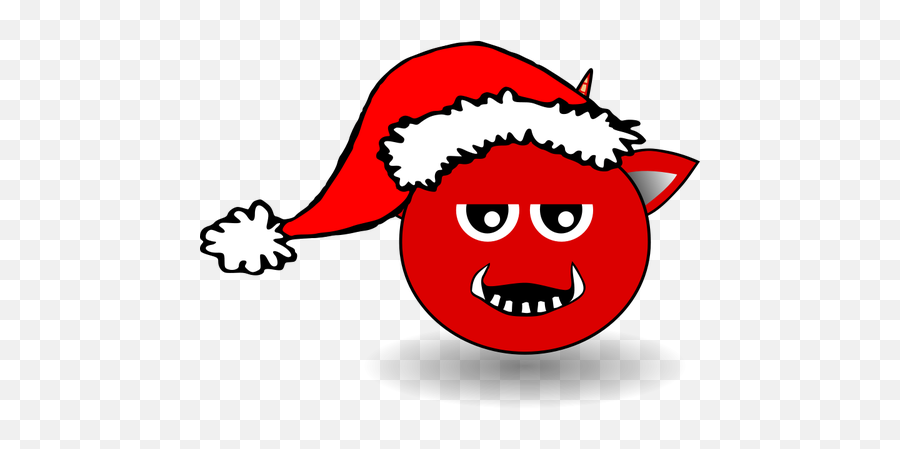 Little Red Devil Head Cartoon With Santa Claus Hat - Christmas Clipart Cat Emoji,Devil Emoji Png