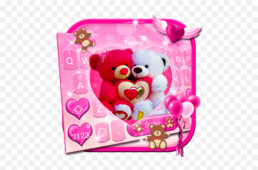 Cute Couple Teddy Bear Typany Keyboard - Love Teddy Bear Emoji,Romantic Emoji Sentences