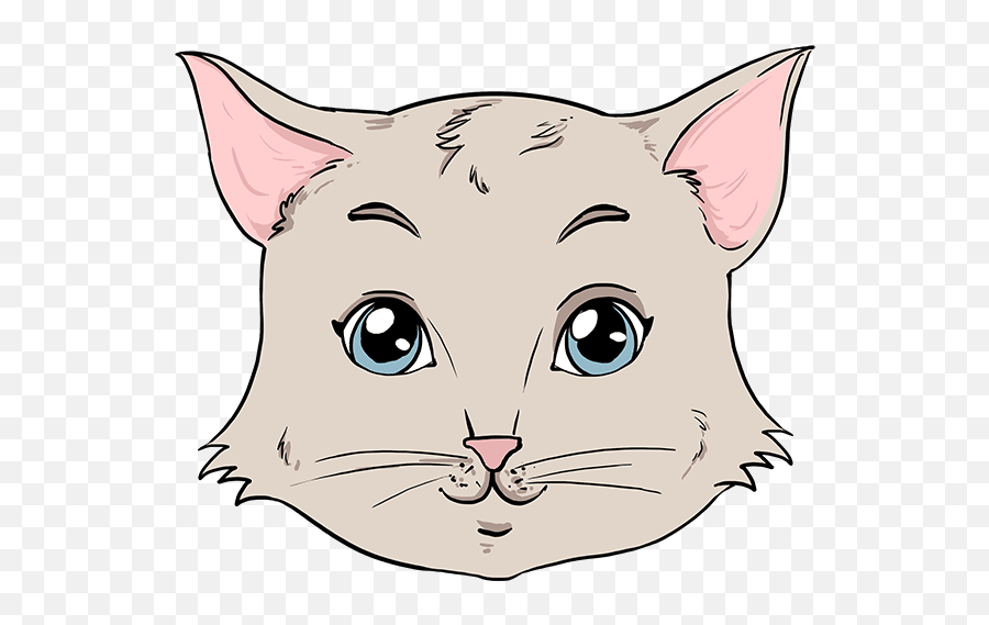 Cat Face Png - Drawing Cartoon Cat Ears Emoji,Kissing Cat Emoji