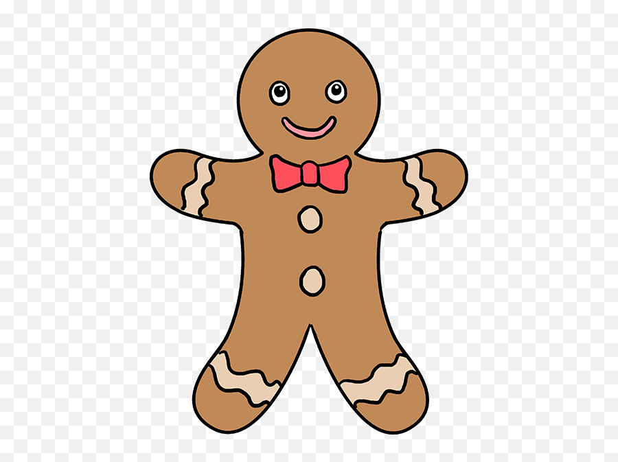 How To Draw A Gingerbread Man - Cartoon Easy Christmas Drawings Emoji,Gingerbread Man Emoji