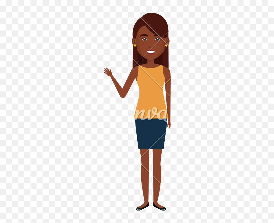 African Woman Waving Her Hand Avatar - Cartoon Emoji,Girl Waving Emoji