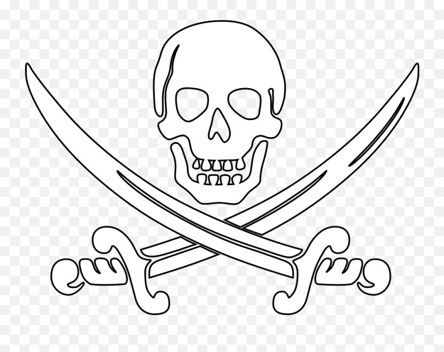 Death Clipart Pirate Skull Death - Pirate Skull Outline Emoji,Jolly Roger Emoji